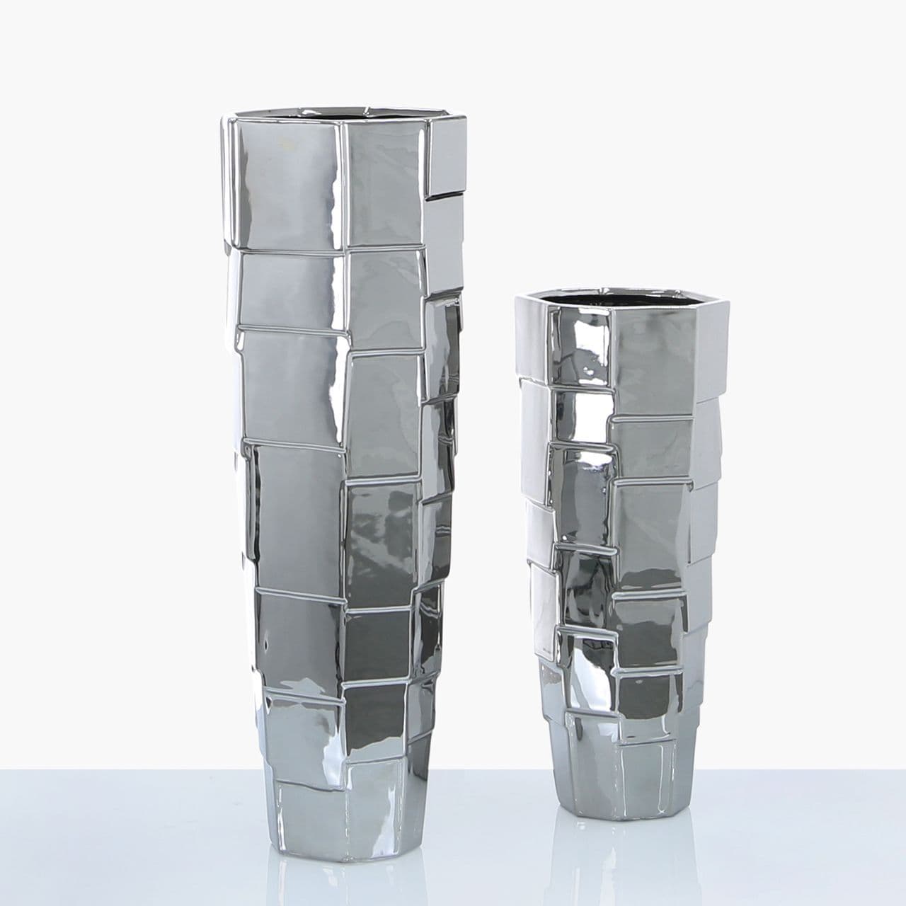 53 5cm Large Ceramic Silver Vase