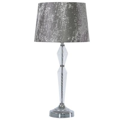 58cm Metal & Glass Table Lamp Taupe Cotton Shade