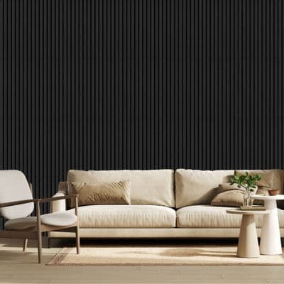 60cm x 240cm Dark Grey Fluted Wall Panel - Home Luxe Interior