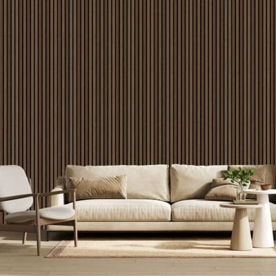60cm x 240cm Light Walnut Fluted Wall Panel - Home Luxe Interior
