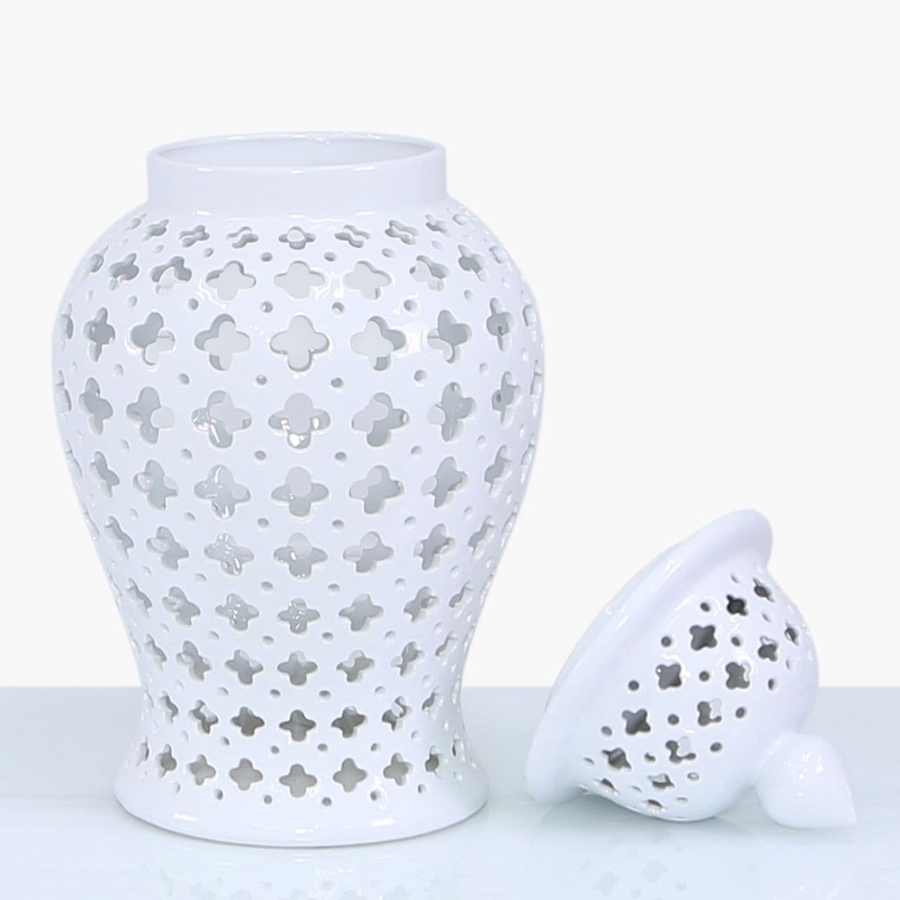 61cm Luxe Decor Ginger Jar White