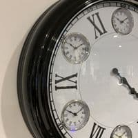 65Cm Glossy Black Multi Dial Clock