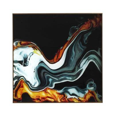 80cm Black Blue Yellow Abstract Design Wallart