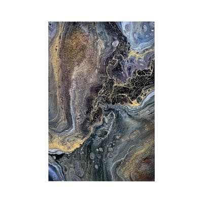 80cm x 120cm Blue Purple and Gold Abstract Canvas