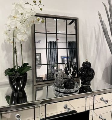 80cm x 60cm Window Style Wall Mirror In Grey Frame