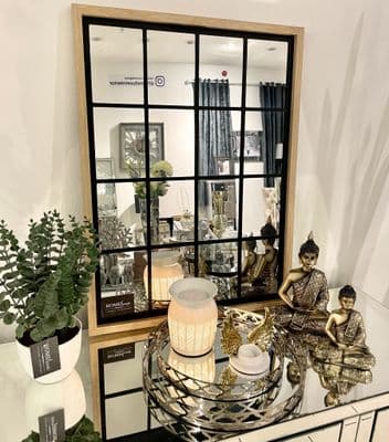 80cm x 60cm Window Style Wall Mirror In Oak Frame