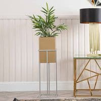 85cm Silver And Gold Square Plant Stand