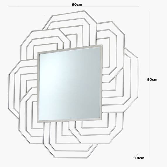 90cm Art Deco Wall Mirror Silver