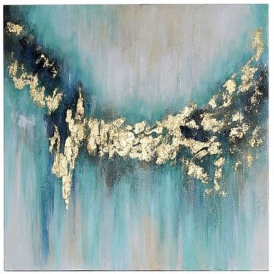 90x90 Abstract Canvas Mint Gold