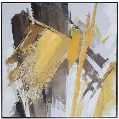 91.5cm Square Mustard & Black Framed Abstract Canvas Wall Art
