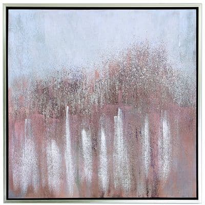 95x95 Framed Abstract Canvas Pink Silver