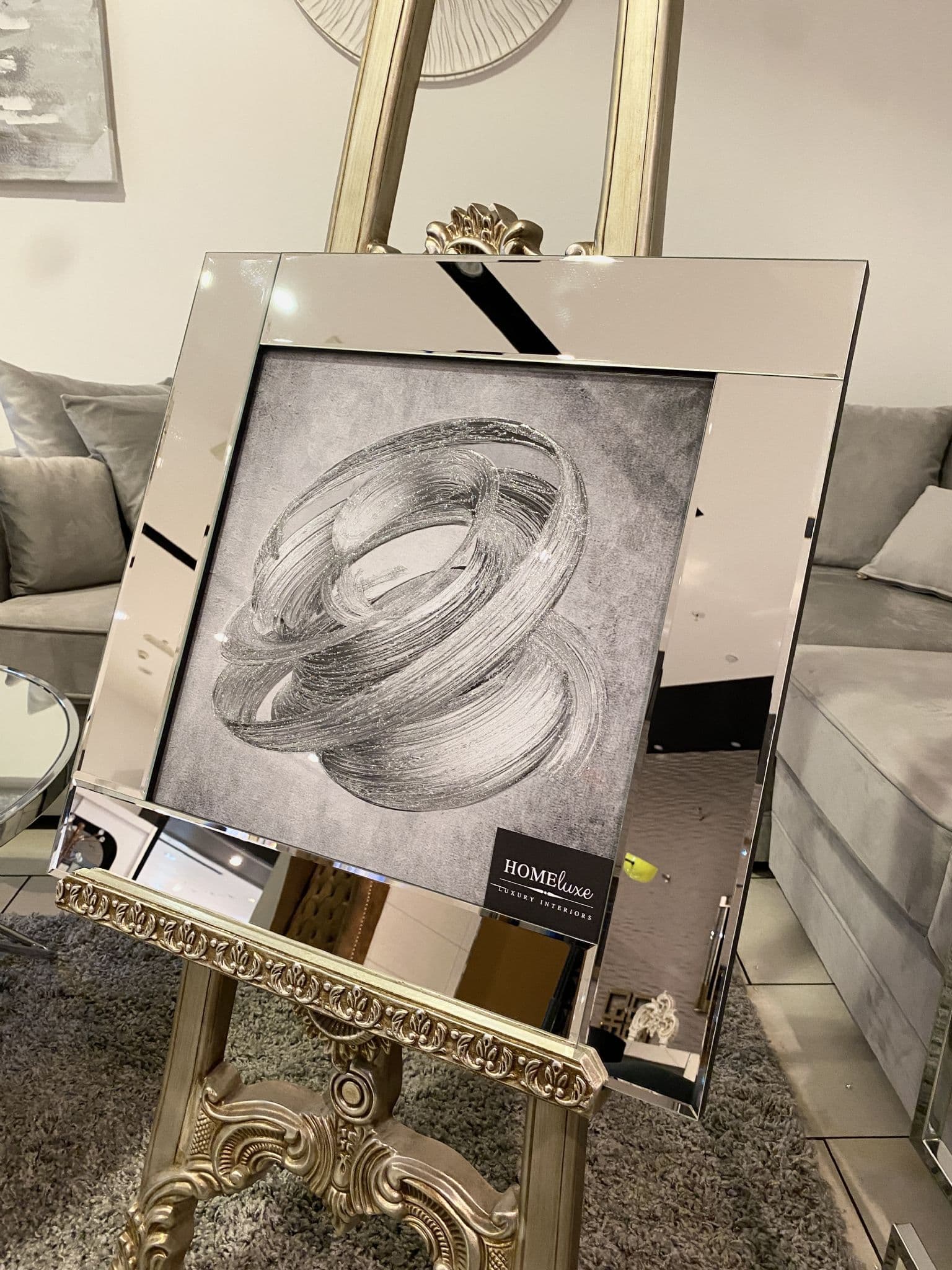 Abstract Silver Whirlwind Wall Art Mirror Frame