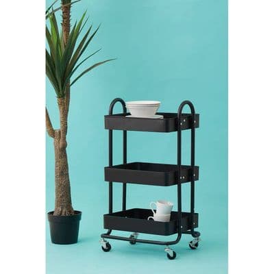 Acero Three-Tier Black Metal Trolley – Home Luxe Interior
