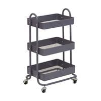 Acero Three-Tier Grey Metal Trolley – Home Luxe Interior