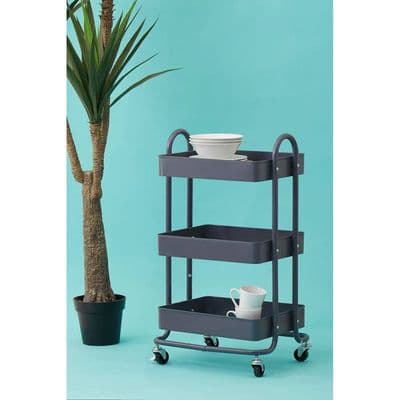 Acero Three-Tier Grey Metal Trolley – Home Luxe Interior