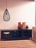 Acier Two Door Black Metal Media Unit - Home Luxe Interior