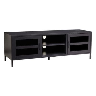 Acier Two Door Black Metal Media Unit - Home Luxe Interior
