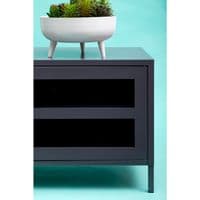 Acier Two Door Grey Metal Media Unit - Home Luxe Interior