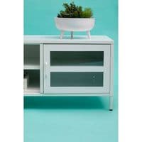 Acier Two Door White Metal Media Unit - Home Luxe Interior