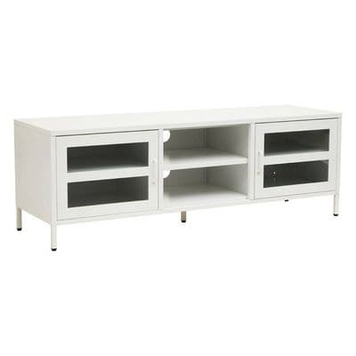 Acier Two Door White Metal Media Unit - Home Luxe Interior