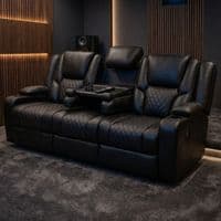 Adorn Black PU Leather Electric Recliner Sofa Set - 3 & 2 Seater