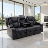 Adorn Black PU Leather Electric Recliner Sofa Set - 3 & 2 Seater