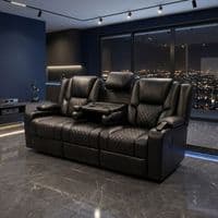 Adorn Black PU Leather Electric Recliner Sofa Set - 3 & 2 Seater