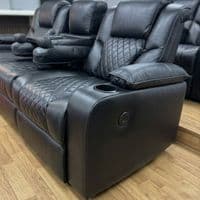 Adorn Black PU Leather Electric Recliner Sofa Set - 3 & 2 Seater