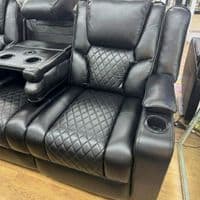 Adorn Black PU Leather Electric Recliner Sofa Set - 3 & 2 Seater