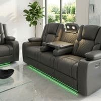 Adorn Grey PU Leather Electric Recliner Sofa Set - 3 & 2 Seater