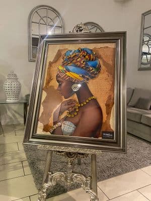 African Lady Side View Wall Champagne Step Frame 90Cm X 70Cm