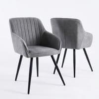 Alba Grey Dining Chairs 2pk – Quilted Back & Black Legs