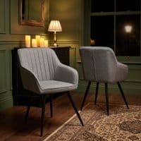 Alba Grey Dining Chairs 2pk – Quilted Back & Black Legs