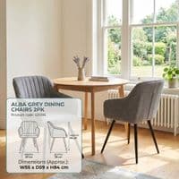 Alba Grey Dining Chairs 2pk – Quilted Back & Black Legs