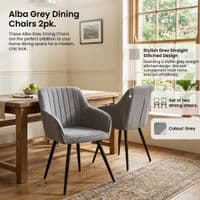 Alba Grey Dining Chairs 2pk – Quilted Back & Black Legs
