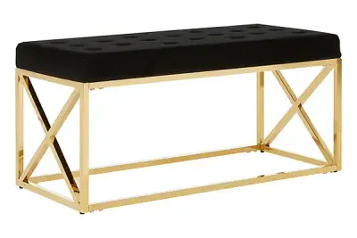 Allure Bench Black & Gold Frame | Home Luxe Interior