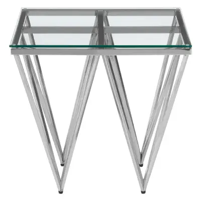 Allure Silver Finish Prismatic Legs End Table