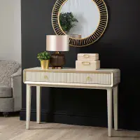 Amelie Cream Elm 2 Drawer Table | Home Luxe Interior