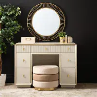 Amelie Cream Elm 7 Drawer Dressing Table | Home Luxe Interior