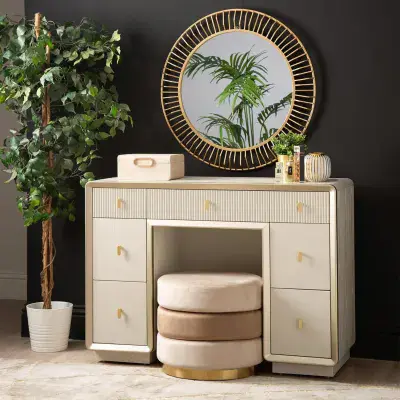 Amelie Cream Elm 7 Drawer Dressing Table | Home Luxe Interior