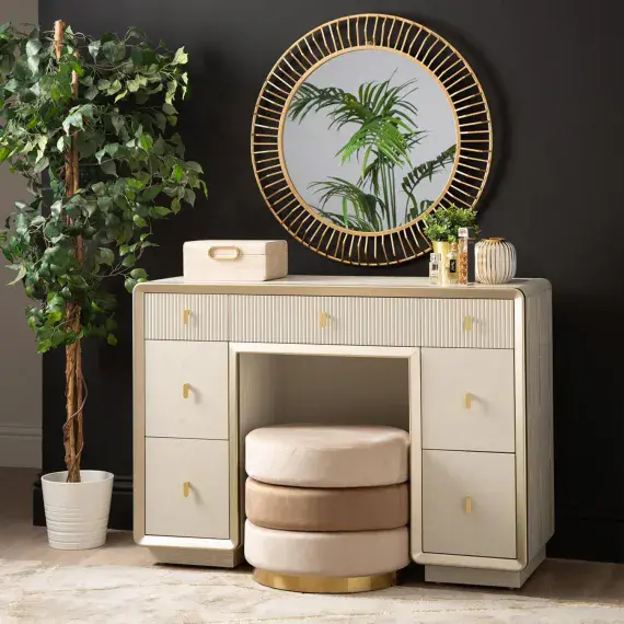 Amelie Cream Elm 7 Drawer Dressing Table | Home Luxe Interior