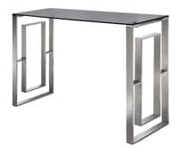 Amex Square Design Console Table Chrome & Smoke Glass
