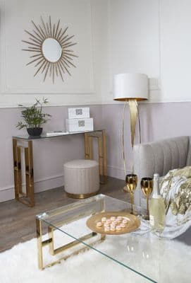 Amex Squared Console Table Stainless Steel & Glass Gold