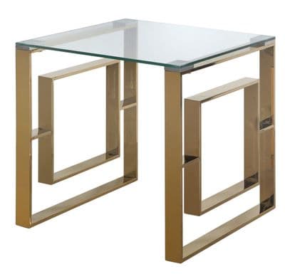 Amex Squared End Table Steel & Glass Gold