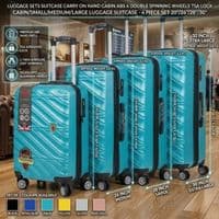 Aqua 4-Piece ABS Luggage Set - TSA Lock & 360° Spinner Wheels