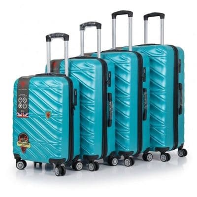 Aqua 4-Piece ABS Luggage Set - TSA Lock & 360° Spinner Wheels