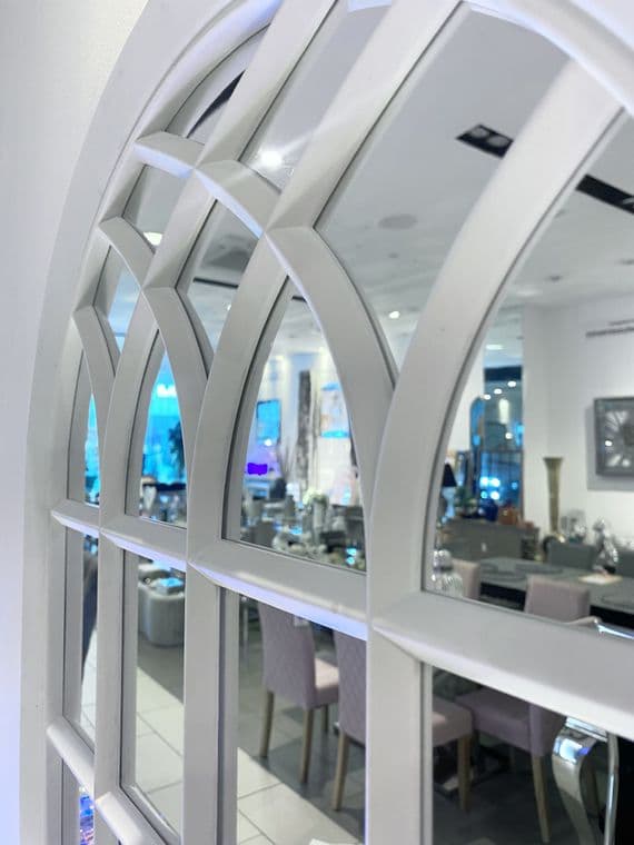 Arch Trellis Wall Mirror White