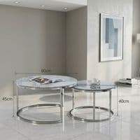 Aria Grey Ceramic & Silver Nesting Coffee Tables - Set of 2 Round