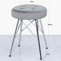 Arianna Tufted Round Stool Light Silver