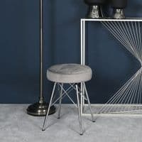 Arianna Tufted Round Stool Light Silver